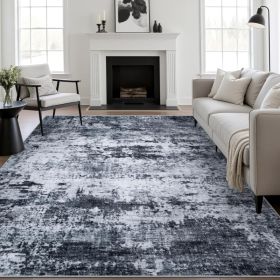 5x7 Area Rug Living Room Modern Washable Indoor Carpet Black For Bedroom Dining Room Farmhouse Nursery Hallway Office,Modern Abstract,Machine