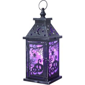 14.7 Inch Halloween Spider Pumpkin Lantern With 78 Inch LED Lights, 8 Modes, Hanging Indoor Outdoor Party Decor