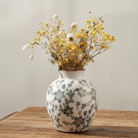 Ceramic Vintage Vase, 5.83 Inch Retro Ice Cracked Chinoiserie Floral Vase, Rustic Farmhouse Vases for Home Decor, Bookshelf, Garden, Chinoiserie