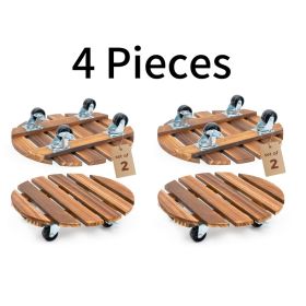 4 Pack Rolling Plant Caddies with Locking Casters, 13.4 Inch Heavy Duty Metal Plant Dollies