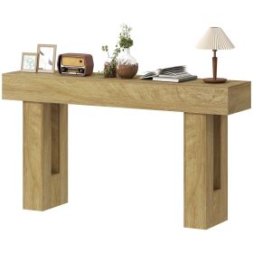 63 Inch Console Table, Sofa Table Behind the Couch with Thickened Tabletop for Living Room, Hallway, Entrance, Oak
