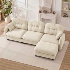 Modular Sectional L Shaped Couch With Ottoman, Premium Chenille Fabric,Tufted Cushion Backrest Design,Ergonomic Design Easy Install,Fits Bedrooms