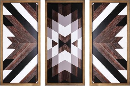 Set of 3 Aztec Wall Decor, 20.9"x 9.8" Wood Western Wall Art, Native American Tribal Southwestern Modern Boho Southwest