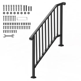 Handrails for Outdoor Steps, 3-4 Step Stair Hand Rail Kit, Transitional Iron Railings with Installation Kit, Stair Rails for Seniors