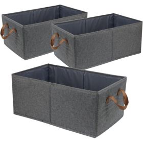 Pack Of 3 Large Capacity Storage Bins, Foldable Closet Organizer Boxes With Handles For Clothes, Sheets, Toys, Books & Shelves