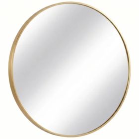 Round Wall Mirror,Bathroom Mirror Shatterproof with Hook,HD Anti-Fog for Over Sink,Entryway,Bedroom,Vanity,Gold 30 Inch