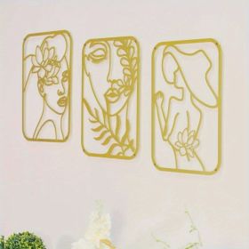 CIFbuy Metal Baked Paint Abstract Female Line Art 3-Piece Wall Decor Set Modern Home Decor (TikTok, temu pickup)
