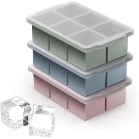 3 Pack Large Silicone Ice Cube Molds With Lids, Reusable Ice Cube Trays For Whisky, Cocktails, Drinks, Beverages & Freezer Storage