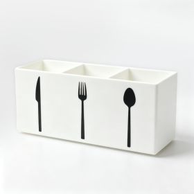 3 Compartment White Acrylic Cutlery Organizer Plastic Flatware Holder Countertop Utensil Storage For Kitchen Dining Room Indoor And Outdoor Use