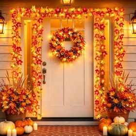 2 Pack 20Ft Maple Leaf String Lights, 40 LED Fall
