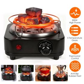 Electric Charcoal Burner 500W Hookah Charcoal Burner Compact Coal Burner For Hooka Cubes Shisha With Grill And Tongs 5 Temperature Gears Thermostat Co
