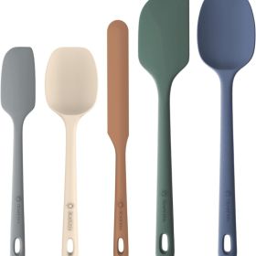 5 Piece Silicone Spatula Set, Heat Resistant Rubber Cooking & Baking Kitchen Utensils