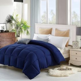 All Season Queen Cooling Comforter - Premium 2100 Series Down Alternative Comforter - Quilted Duvet Insert With Corner Tabs - Luxury Soft Hotel Comfor (Option: Dark Blue Twin 64x88in)