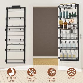 6-Tier Over the Door Pantry Organizer, Large Metal Door Spice Rack, Hanging Heavy-Duty Pantry Door Storage Shelf 10LBS Loading Easy Install Behind Doo (Option: Defaulttitle)