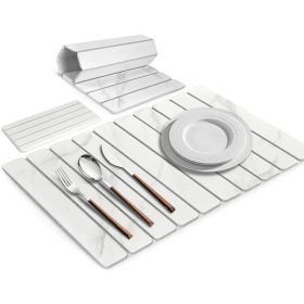 Large Stone Plate Kitchen Countertop Drying Pad, Bath Towel Quick-drying Foldable Dishwashing Pad, Absorbent Diatomite Pad, Suitable For Tableware And (Option: Marbling)