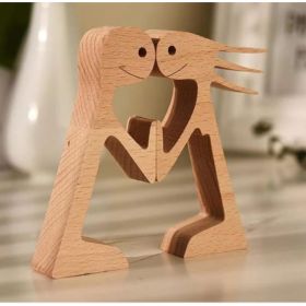 DIY Figurine Wood Dog Ornament Sculpture Home Decoration A Man A Dog Wood Sculpture Christmas Gifts Model Decor (Option: 16Style)