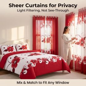 9-Piece Red And White Gardenia Duvet Cover Bedding Set For Queen, King And California King (Option: California King)