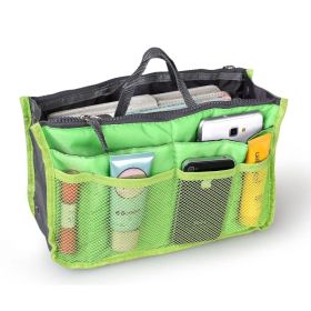 Women Lady Travel Insert Handbag Organiser Makeup Bags Toiletry Purse Liner W/Hand Strap (Option: Green)