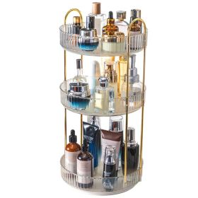 3 Tier Rotating Makeup Organizer 360Â° Spinning Perfume Cosmetic Storage Tray 55LBS Load Countertop Shelves For Lotion Lipstick (Option: White)