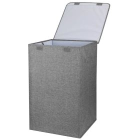 Foldable Laundry Hampers Washing Clothes Laundry Basket With Lid Handles Storage Organizer (Option: Grey)