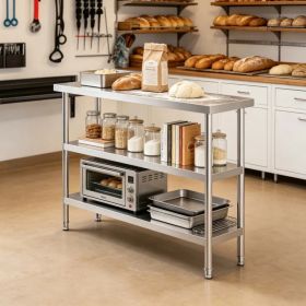 Sleek Metal Work Table With Easy To Clean And Adjustable Shelves For Kitchen (Option: Defaulttitle)