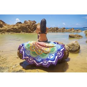 Polygon Printing Tassel Round Bath Towel Yoga Mat (Option: Purple)
