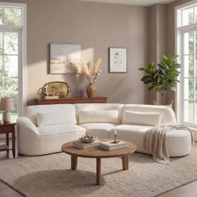 123" Modern Curved Sectional Sofa with High-Density Fully Compressed Sponge and Chaise Lounge, 3-Piece Set, Fully Assembled Right Hand Facing, Perfect (Option: Beige)