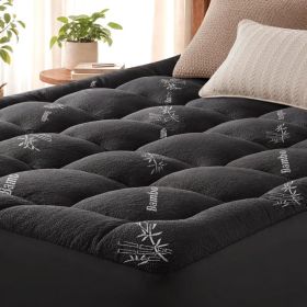 Queen Mattress Topper Viscose Derived From Bamboo, Cooling Thick Pillow Top Mattress Pad With Deep Pocket For 8-21 Mattress, Soft Breathable Mattress (Option: Black-75x39 inches)
