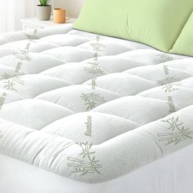 Queen Mattress Topper Viscose Derived From Bamboo, Cooling Thick Pillow Top Mattress Pad With Deep Pocket For 8-21 Mattress, Soft Breathable Mattress (Option: Green-75x39 inches)