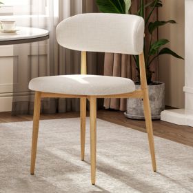 Dining Chairs Set Of 2, Metal Kitchen Chairs With Modern Fabric Upholstered For Dining Room, Beige (Option: 29904970)