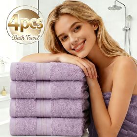 4-Piece Extra Large Bath Towels, 70x140 Cm, Cotton (Option: Purple)