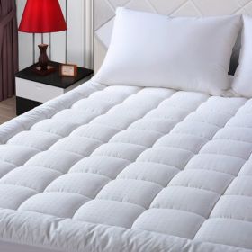 Ultra-Soft Quilted Cooling Mattress Topper Pad, Pillow Top Mattress Topper, Ultra-Soft Quilted Cooling Mattress Protector, Suitable For 8-24 Inch Deep (Option: White 450g Full)