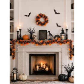 108 Inch Halloween Tinsel Garland With Orange Pumpkins, Shiny Metallic Twist Decor For Home, Tree, Party, Wreath And Crafts (Option: Black orange)