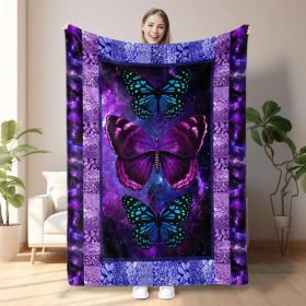 Butterfly Printed Flannel Blanket - Soft, Warm, Lightweight For Couch,Office, Bed, Camping, Travel - Multi-Purpose Gift For All Seasons With Vers (Option: Defaulttitle)