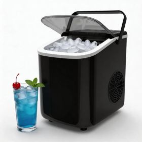 Portable Countertop Ice Maker  Compact, Self-Cleaning, With Handle  Fast Ice Production  Electric Ice Maker For Home Kitchens, Bars, Camping, And RVs (Option: Black)