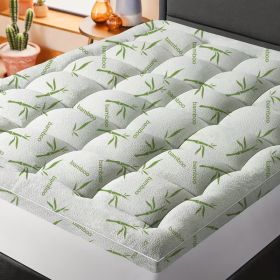 Cool Bamboo Mattress Topper  Super Thick Breathable Bamboo Fiber  Microfiber Fill  8 21 Deep Pocket  Quilted Design  For Home Hotel Dorm  Machine Wash (Option: White 79.9X78in)