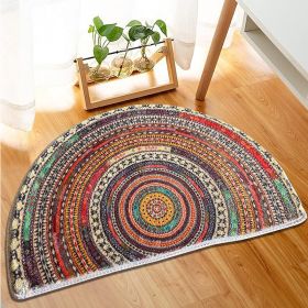 Bohemian Vintage Semi Circular Carpet, Half Round Door Mat,Semi Circle Bathroom Floor Rug,Mandala Boho Bohemian Non-Slip Welcome Entrance Way Absorben (Option: 60cm90cm)