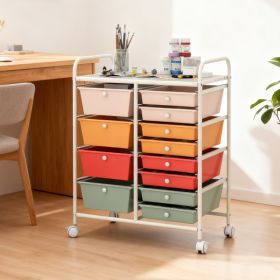12-Drawer Utility Rolling Cart With Drawers Multi-Use Storage (Option: Macaron)