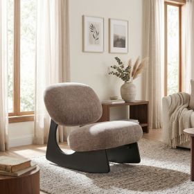 Modern Curved Hollow Base Rocking Accent Chair, Soft Textured Chenille Upholstered Armless Rocker Lounge Chair, Unique Sculptural Rocking Chair for Li (Option: Espresso)
