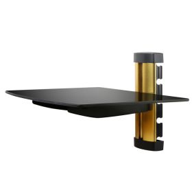 Floating Wall Mounted Strengthened Tempered Glass Shelf For DVD Cable Boxes (Option: Gold)