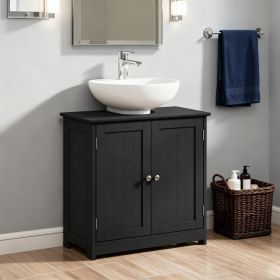 Pedestal Sink Storage Cabinet, Bathroom Sink Cabinet with U-Shape Cut-Out and Adjustable Shelf, Black (Option: Black)