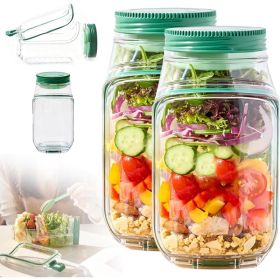 Salad Container With Side Opening, Leak-Resistant Design With Dressing Cup & Lid, Dishwasher & Freezer Safe For Office, Travel & Outdoors. (Option: 2PCS)