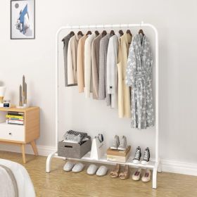 1Pc 33lbs Loading Garment Racks Freestanding Clothing Racks Clothes Rack Stands Organizer With Bottom Shelf For Dormitory Home (Option: White)