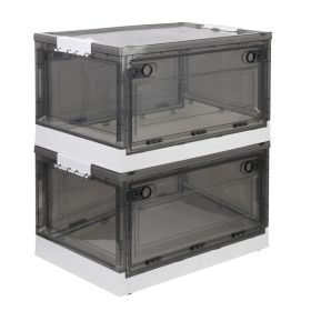 2 Packs Foldable Storage Bins Collapsible Storage Box Organizer Stackable Toy Container With Double Doors Top Lid Rolling Wheels For Clothes Toys Book (Option: 27L)