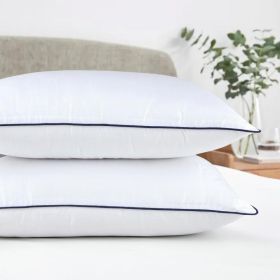 Pillows Standard And Full Size, Hotel Collection Bed Pillows For Side, Back, And Stomach Sleepers, Fluffy And Supportive, Down Alternative Microfiber (Option: 2pc Blue Standard 17x 26in)