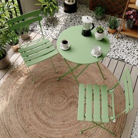 Indoor Outdoor 3-Piece Foldable Bistro Set  Folding Outdoor Patio Furniture Sets  2 Chairs And 1 Table, Weather-Resistant Outdoor Indoor Conversation (Option: Green)