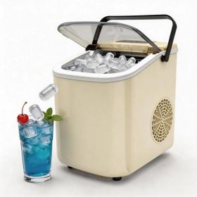 Portable Countertop Ice Maker  Compact, Self-Cleaning, With Handle  Fast Ice Production  Electric Ice Maker For Home Kitchens, Bars, Camping, And RVs (Option: Beige)
