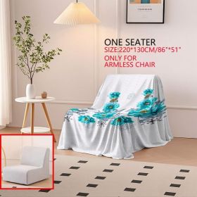 Turquoise Floral Quilted Sofa Cover, 1-Piece Couch Cover For Sofa, Loveseat And Daybed, Soft Microfiber (Option: 1 Seater)