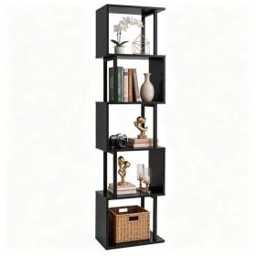 5-Tier S-Shaped Bookshelf, Modern Geometric Freestanding Display Shelf with Heavy-Duty Metal Frame, Anti-Tipping Vertical Storage Bookcase for Living (Option: default title)