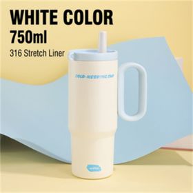 26oz Insulated Tumbler With Handle & Straw, Stainless Steel Cold Cup Keeps Drinks Cold12H Large Capacity Travel Mug, Double Wall Vacuum Insulated Tumb (Option: Blue)